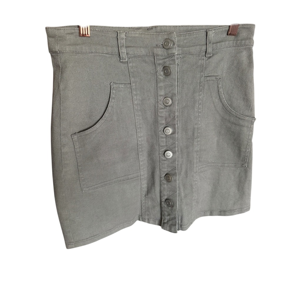 Altar'd State Sage Green Button Front Mini Skirt Pockets S26030-04 Small